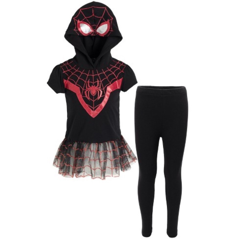 NWOT Girls Marvel Avengers Spider-Man Cosplay T-Shirt and Leggings Size 14-16